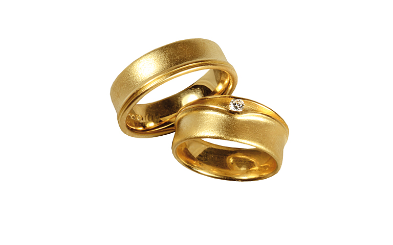 05244+05245-wedding rings, gold 750 with brillant